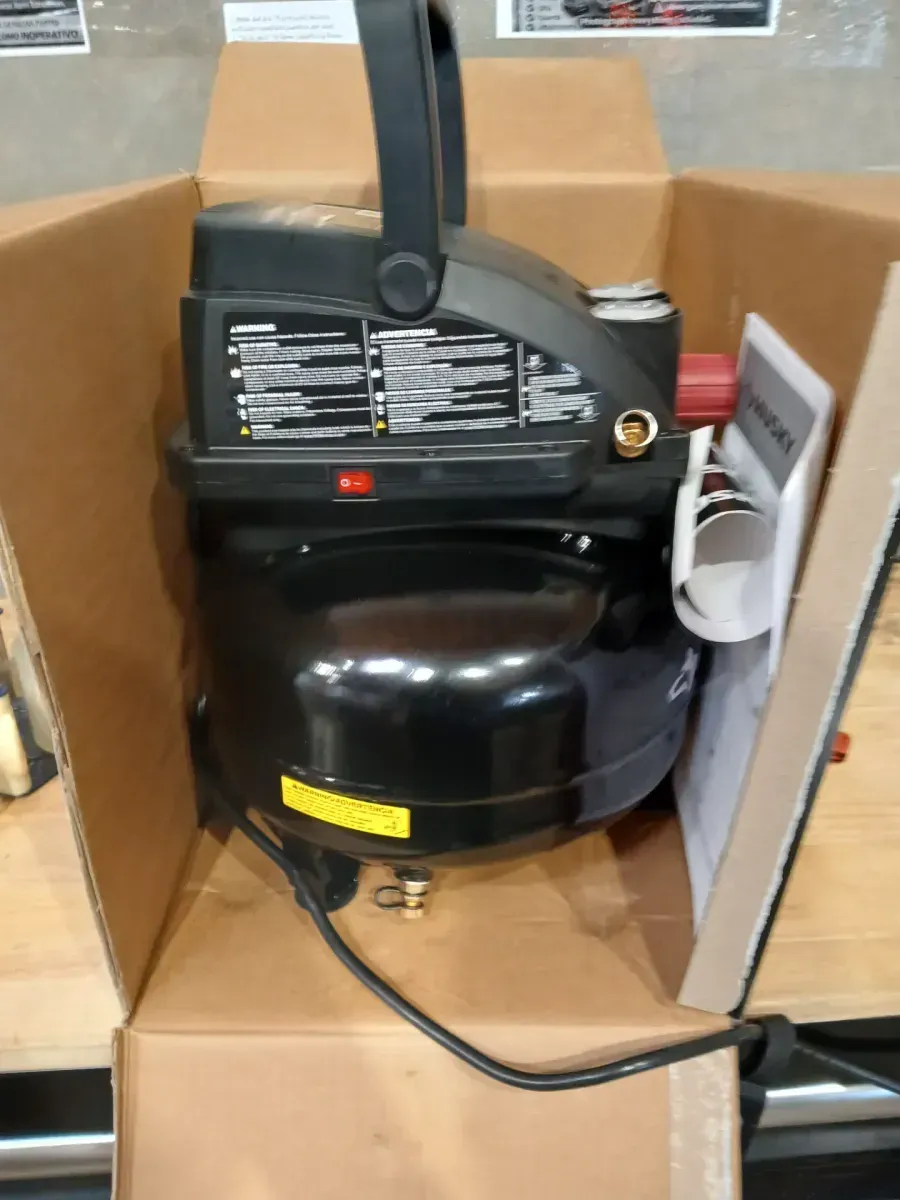 Husky 3 Gal. 120 PSI Portable Electric Oil-Free Light Duty Pancake Air Compressor with Fold Down Handle and 1-Quick Coupler - image 3