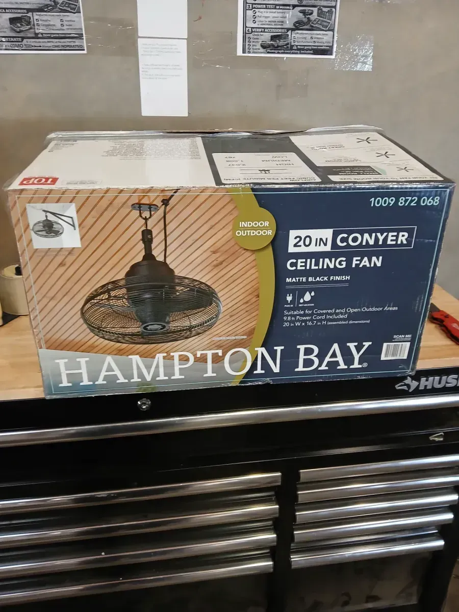 Conyer 20 in. Indoor/Wet Outdoor 3-Speed Anywhere Fan Matte Black with Convenient Hanging Hook - image 2