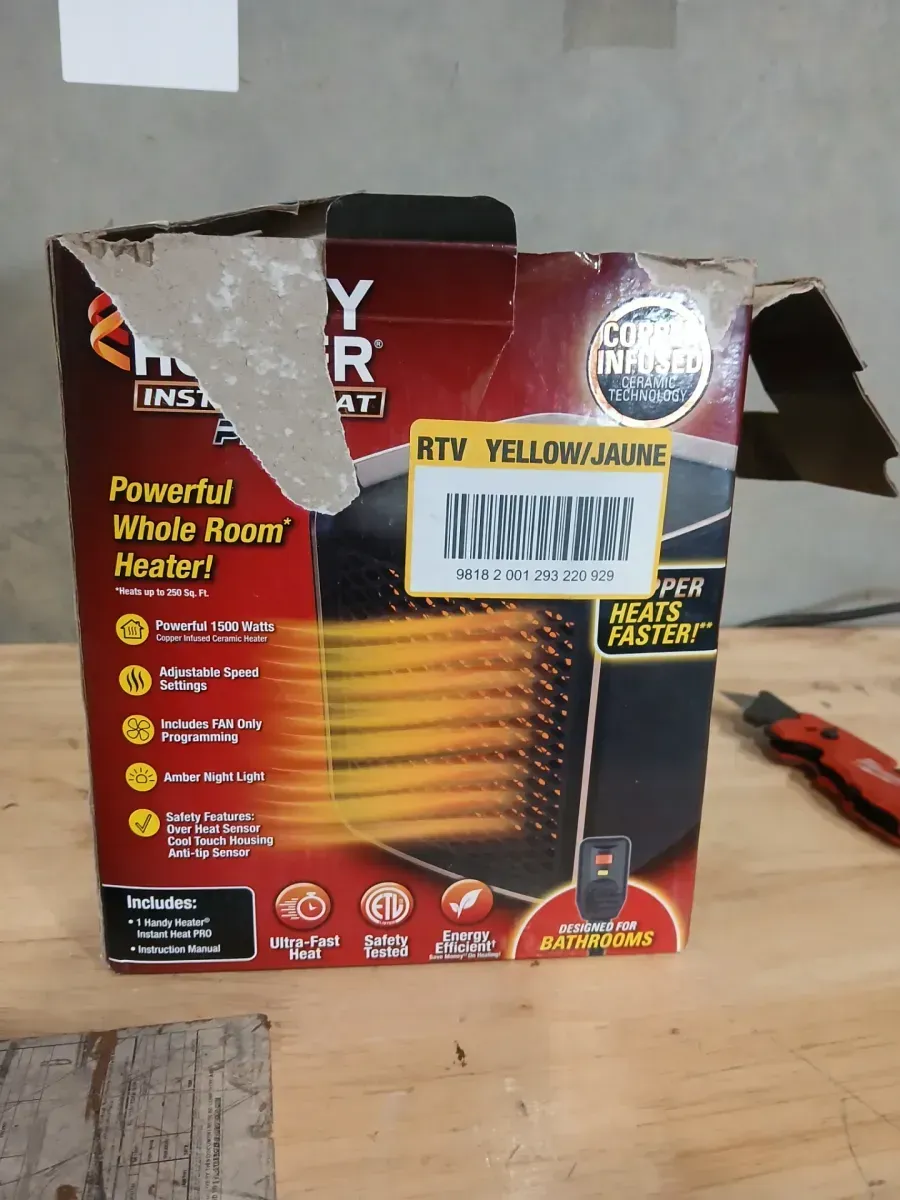 HANDY HEATER 4944 BTU Fan Heater Electric Personal Space Heater Furnace with 2-Adjustable Settings - image 1