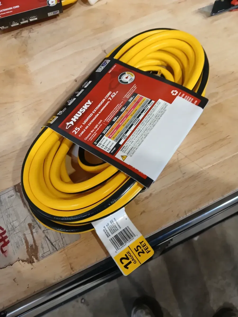 Husky VividFlex 25 ft. 12/3 Heavy Duty Indoor/Outdoor Triple Tap Extension Cord with Lighted Ends, Yellow - image 2