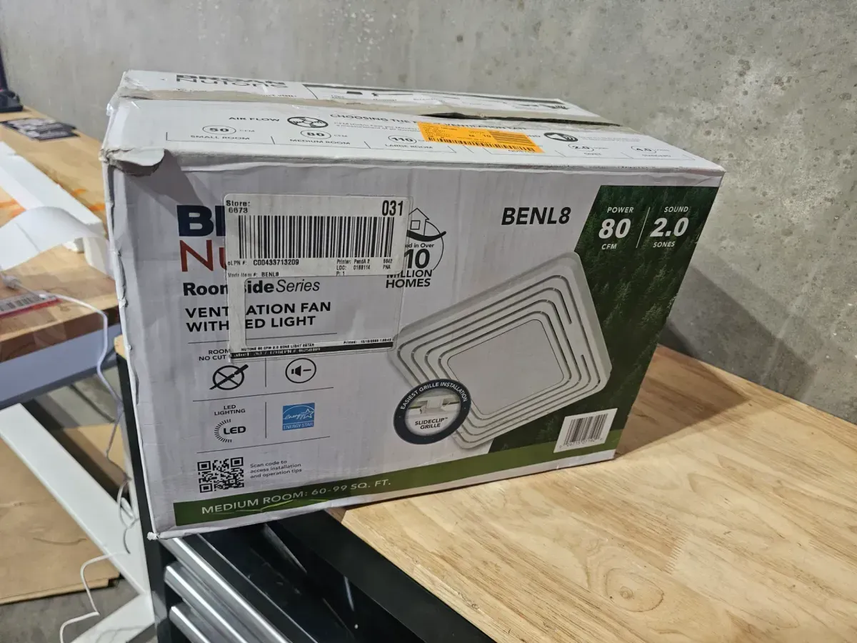 Broan-NuTone Roomside Series, White, 80 CFM, No Cut Roomside Installation with Light, ENERGY STAR, Bathroom Exhaust Fan - image 3