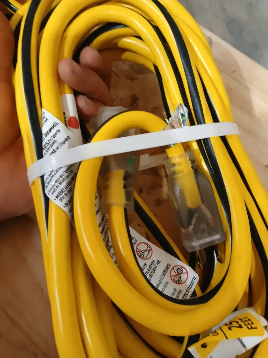 VividFlex 25 ft. 12/3 Heavy Duty Indoor/Outdoor Triple Tap Extension Cord with Lighted Ends, Yellow - image 4