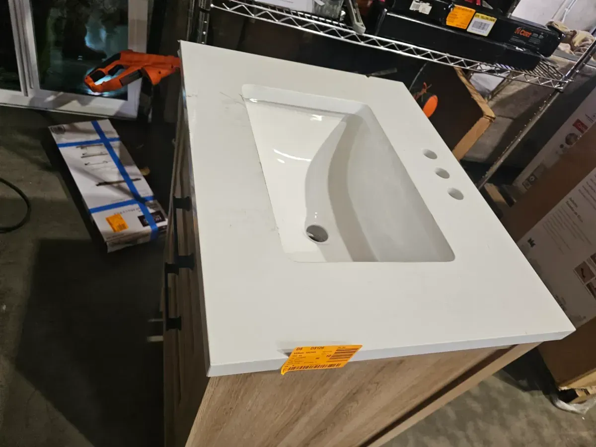 Autumn 30 in. Single Sink Weathered Tan Bath Vanity with White Engineered Stone Top (Assembled) - image 4