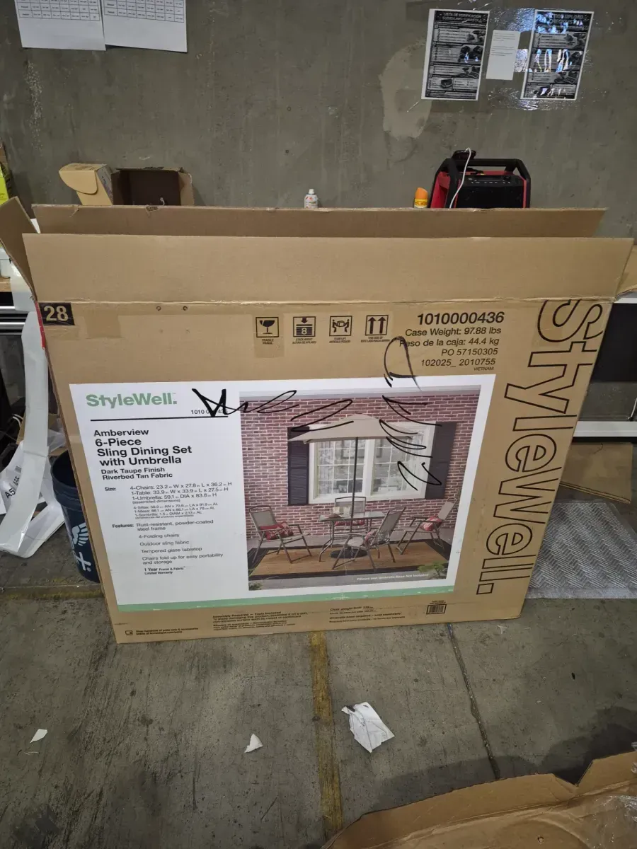 Amberview 6-Piece Sling Folding Outdoor Dining Set with Umbrella - image 3