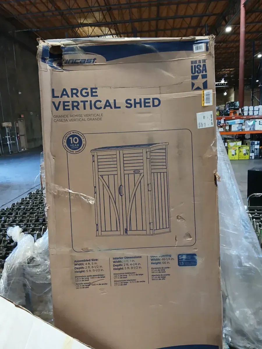 4 ft. 5 in. W x 2 ft. 7.5 in. D x 6 ft. H Large Plastic Resin Vertical Outdoor Storage Cabinet Shed in Stoney (Gray) - image 2