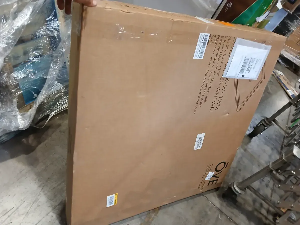 36 in. L x 36 in. W Alcove or Corner Shower Pan Base Square with Center Drain, White Acrylic, Reversible Design - image 2