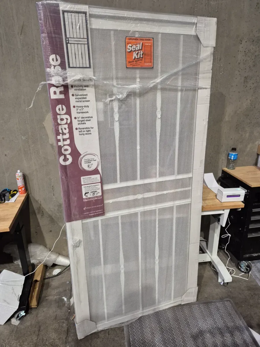 Unique Home Designs 36 in. x 80 in. Cottage Rose White Surface Mount Outswing Steel Security Door with Expanded Metal Screen - image 2