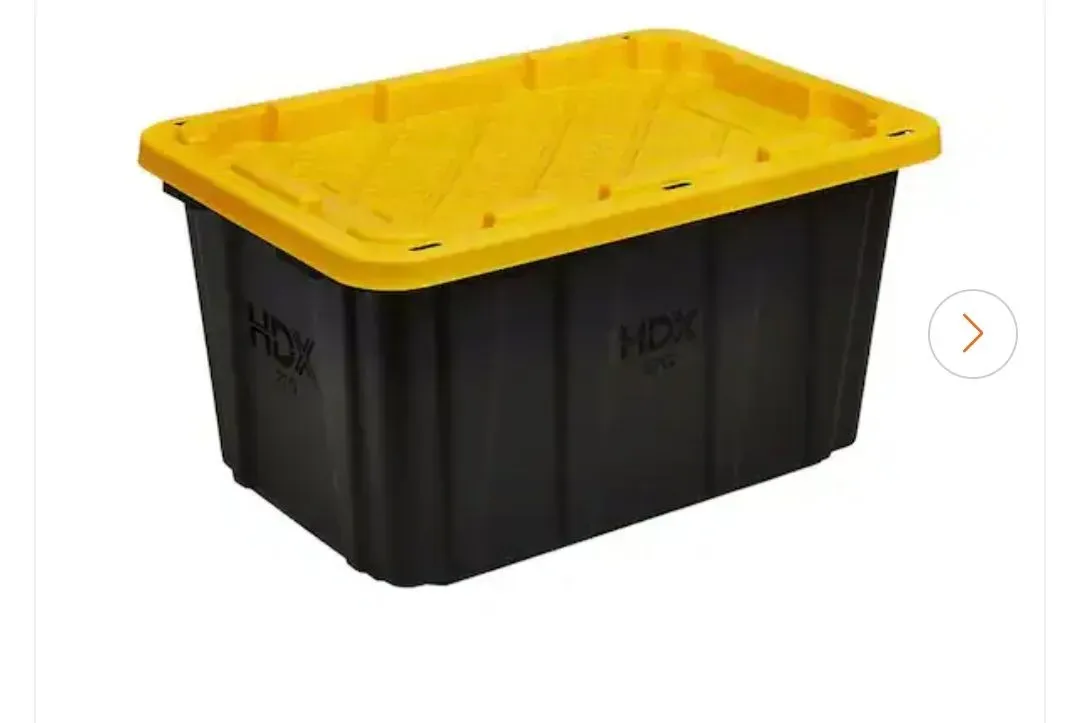 90 in. W 5-Shelf Black Metal Shelving Unit, 27 Gal. Black and Yellow Storage Tote (4-Count) Combo - image 2