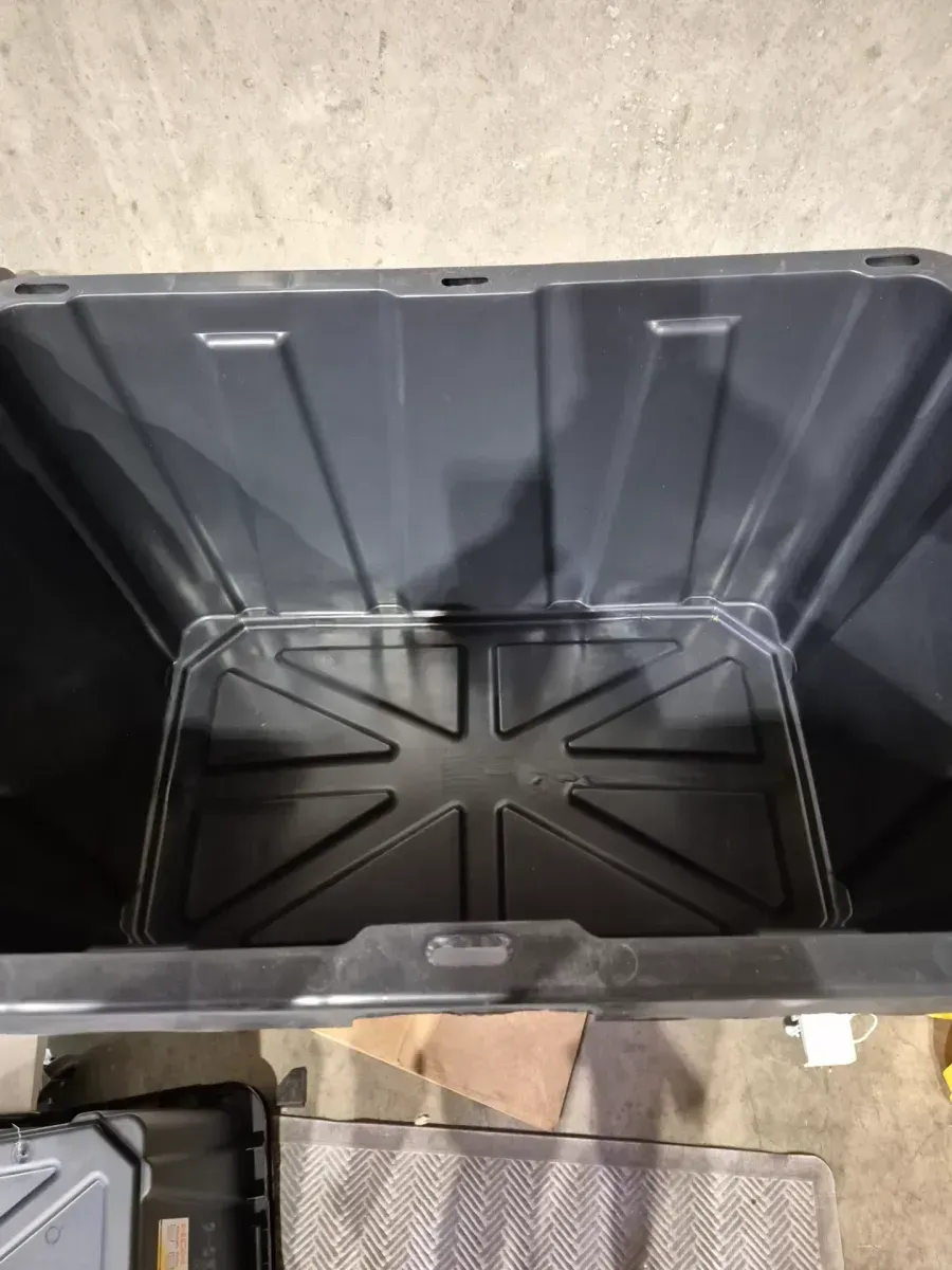 90 in. W 5-Shelf Black Metal Shelving Unit, 27 Gal. Black and Yellow Storage Tote (4-Count) Combo - image 4