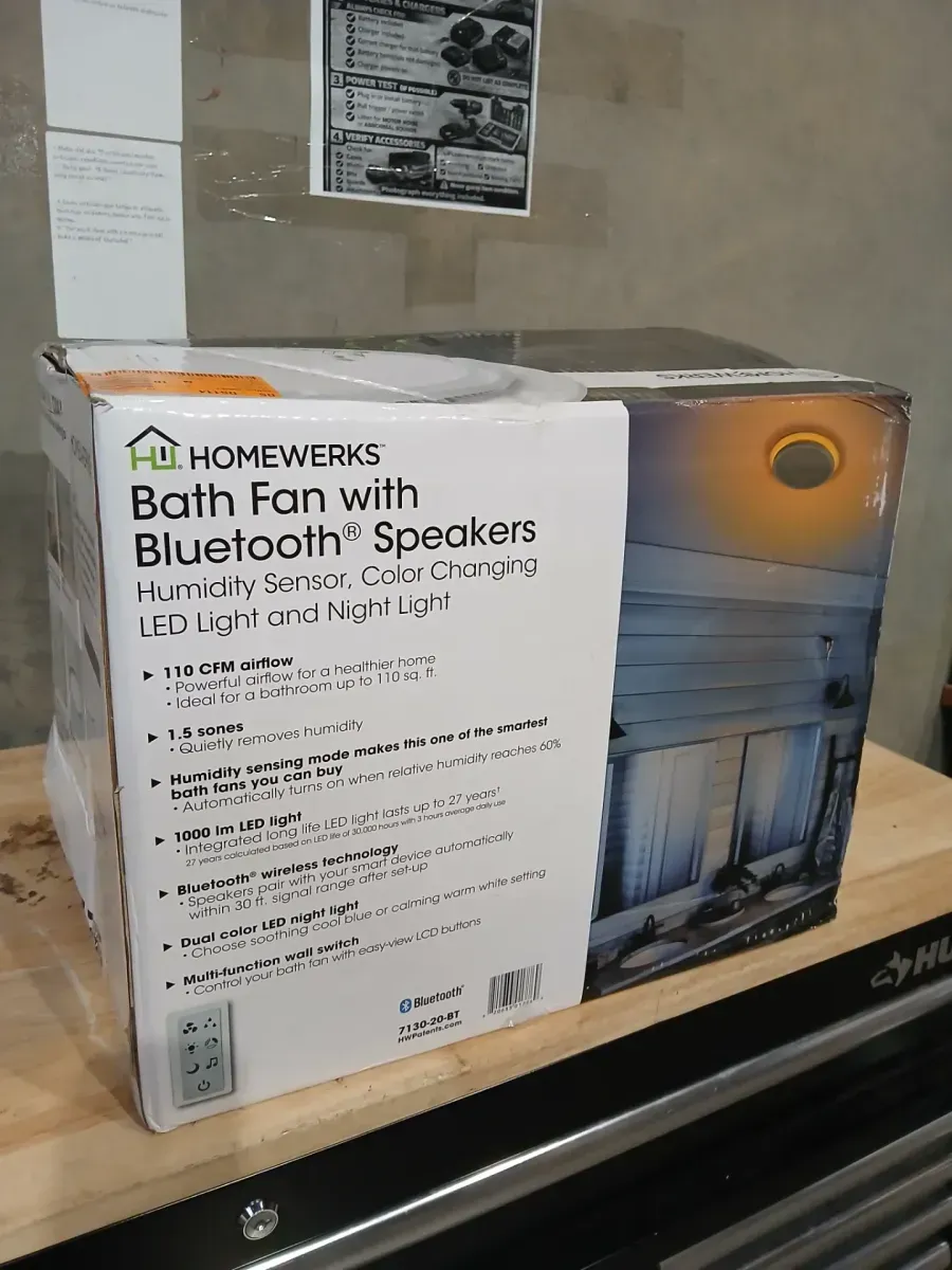 Decorative White 110 CFM Ceiling Mount Bathroom Exhaust Fan with Bluetooth, Humidity Sensor, and LED Light - image 2