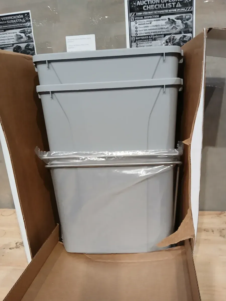 Home Decorators Collection 18-13/16 in. H x 14-3/8 in. W x 22 in. D 28.75 Qt. In-Cabinet Double Bottom-Mount Pull-Out Trash Can - image 3