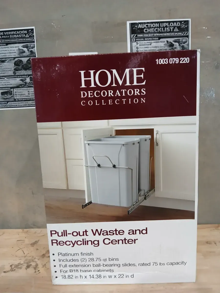 Home Decorators Collection 18-13/16 in. H x 14-3/8 in. W x 22 in. D 28.75 Qt. In-Cabinet Double Bottom-Mount Pull-Out Trash Can - image 2