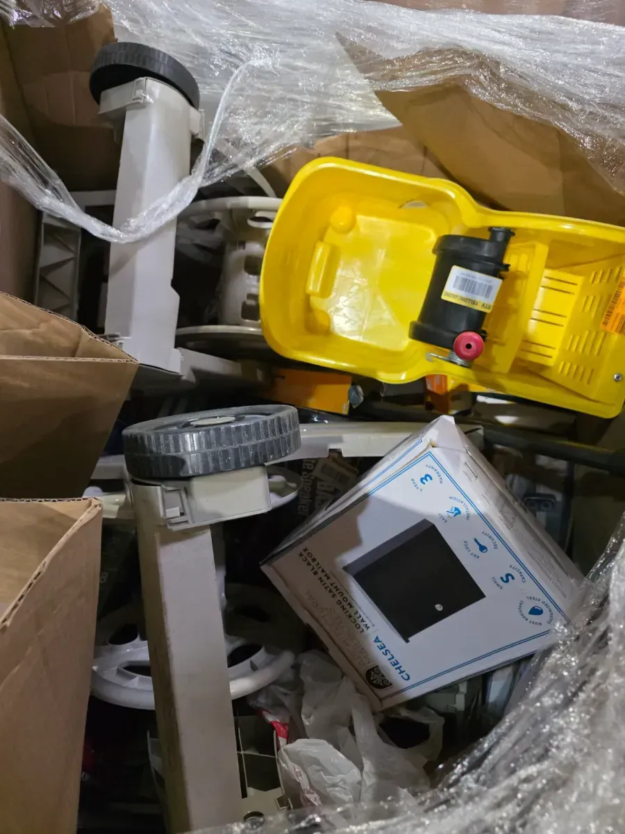 Mixed Merchandise Pallet with Mailbox, Cleaning Caddy, and Parts - image 2