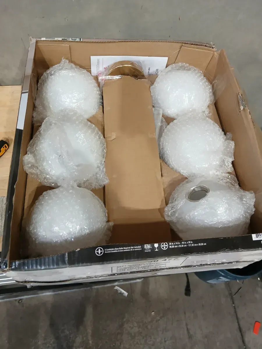 39 in. 6-Light Gold Sputnik Pendant Light Fixture with Frosted Glass Globe Shades - image 3