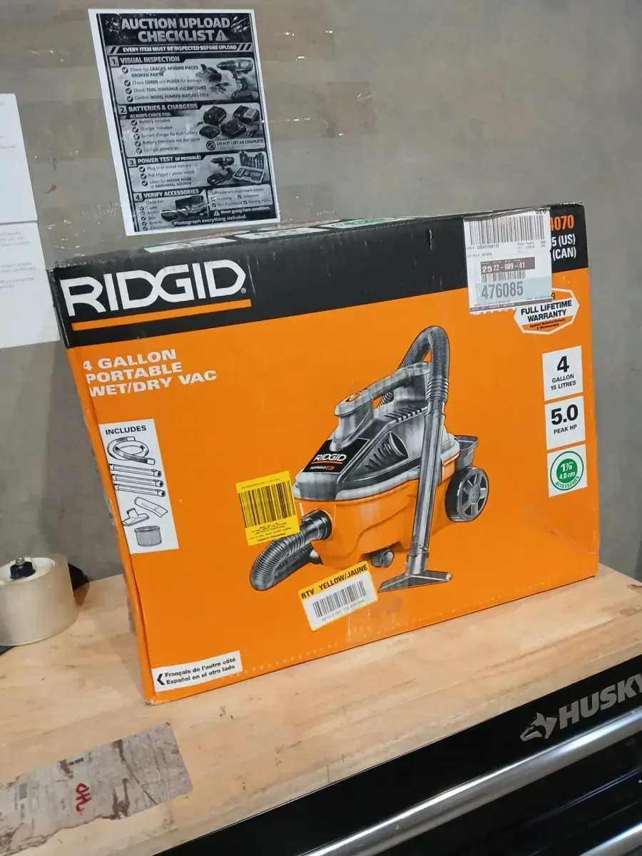 RIDGID 4 Gal. 5.0 Peak HP Portable Shop Vacuum Wet Dry Vac with Fine Dust Filter, Locking Hose and Attachments WD4070 - image 3