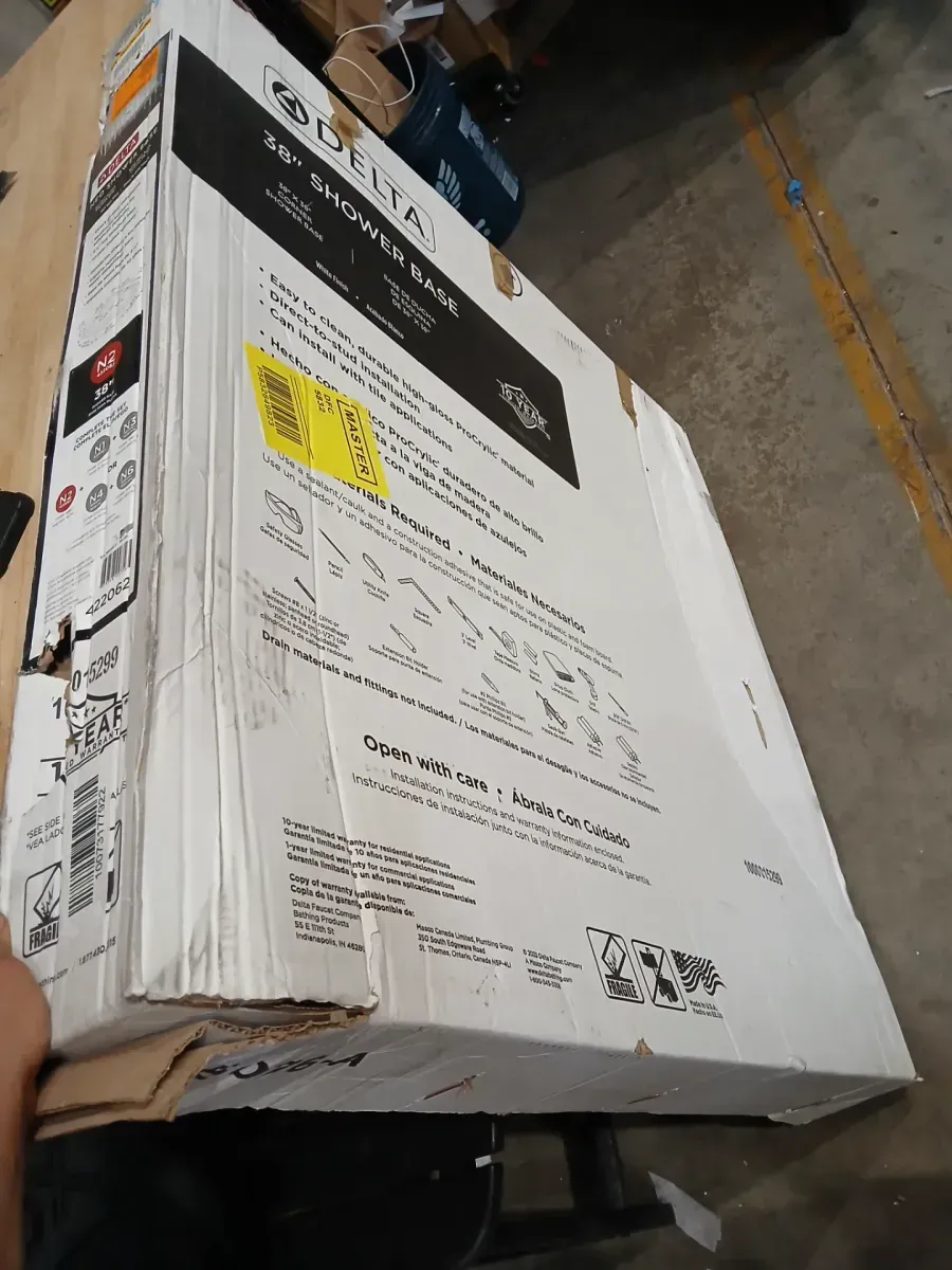 42 in. x 42 in. Triple Threshold Neo Angle Corner Shower Pan with Corner Drain in White - image 2