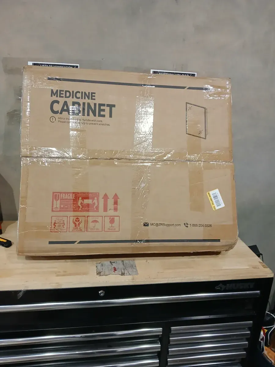 26 in. W x 30 in. H Rectangular Black Metal Framed Beveled Surface Mount/Recessed Medicine Cabinet with Mirror - image 2