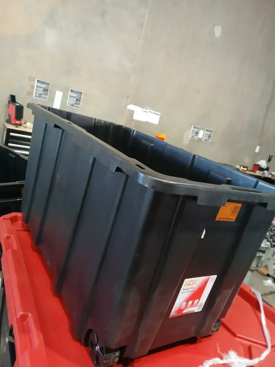 77 Gal. Tough Storage Tote with Wheels in Black with Yellow Lid - image 5