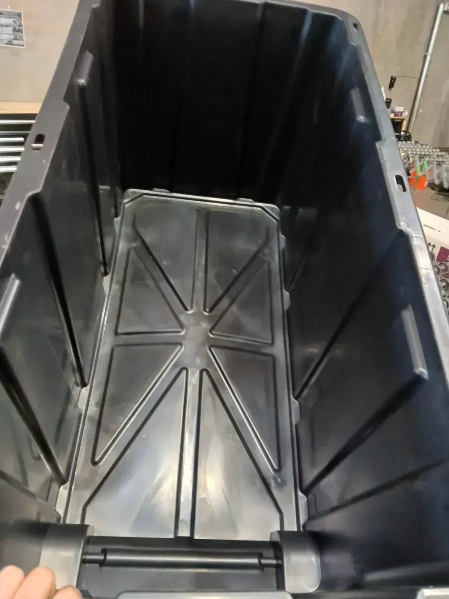 77 Gal. Tough Storage Tote with Wheels in Black with Yellow Lid - image 4