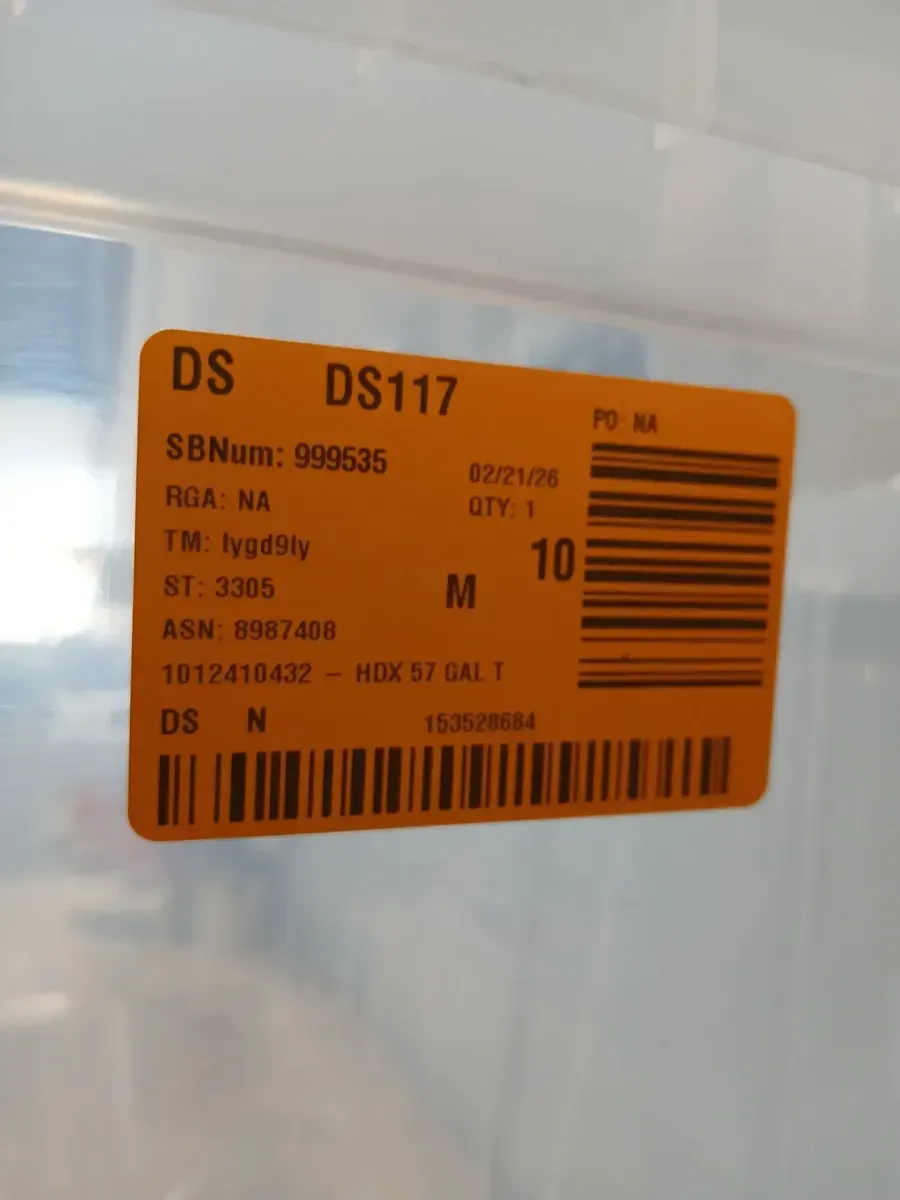 57-Gal. Tough Storage Tote in Clear with Red Lid - image 6