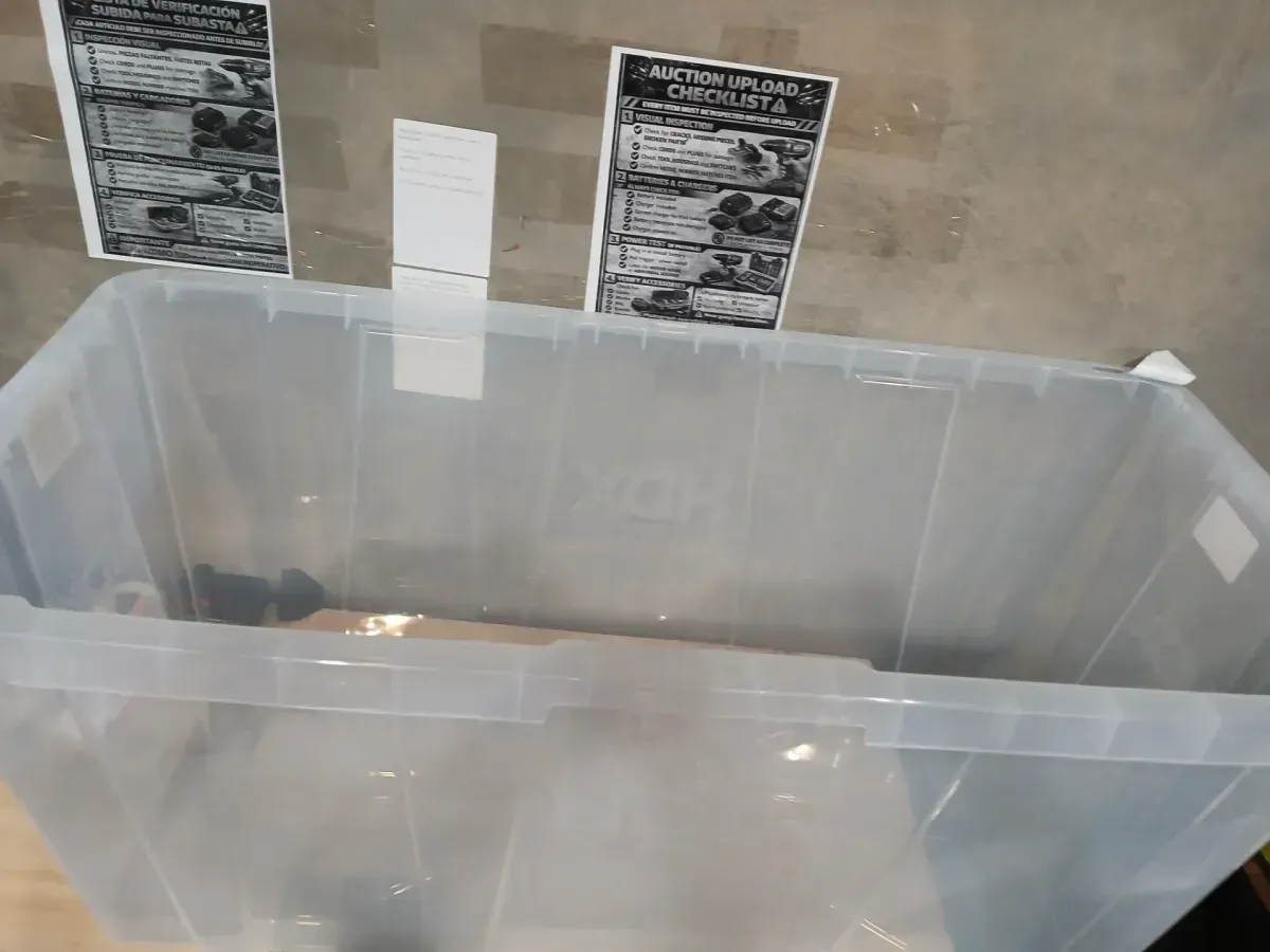 57-Gal. Tough Storage Tote in Clear with Red Lid - image 4