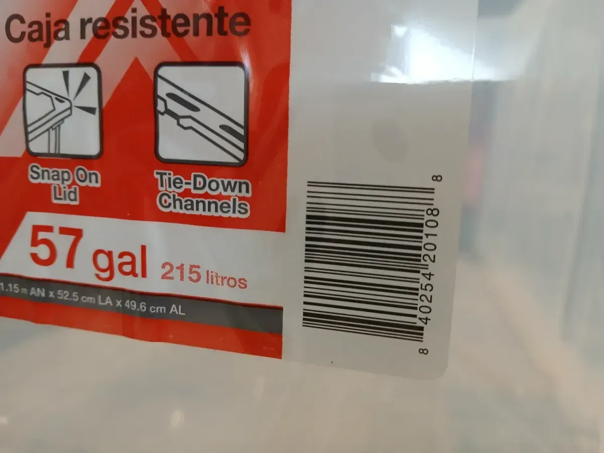 57-Gal. Tough Storage Tote in Clear with Red Lid - image 5