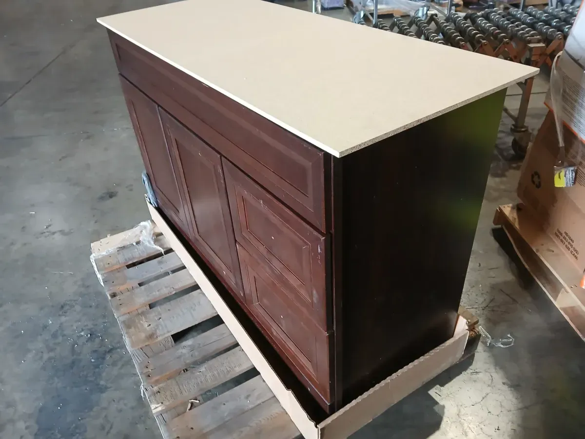 Sedgewood 48.5 in. W x 18.75 in. D x 34.375 in. H Single Sink Bath Vanity in Dark Cognac with Arctic Solid Surface Top - image 2