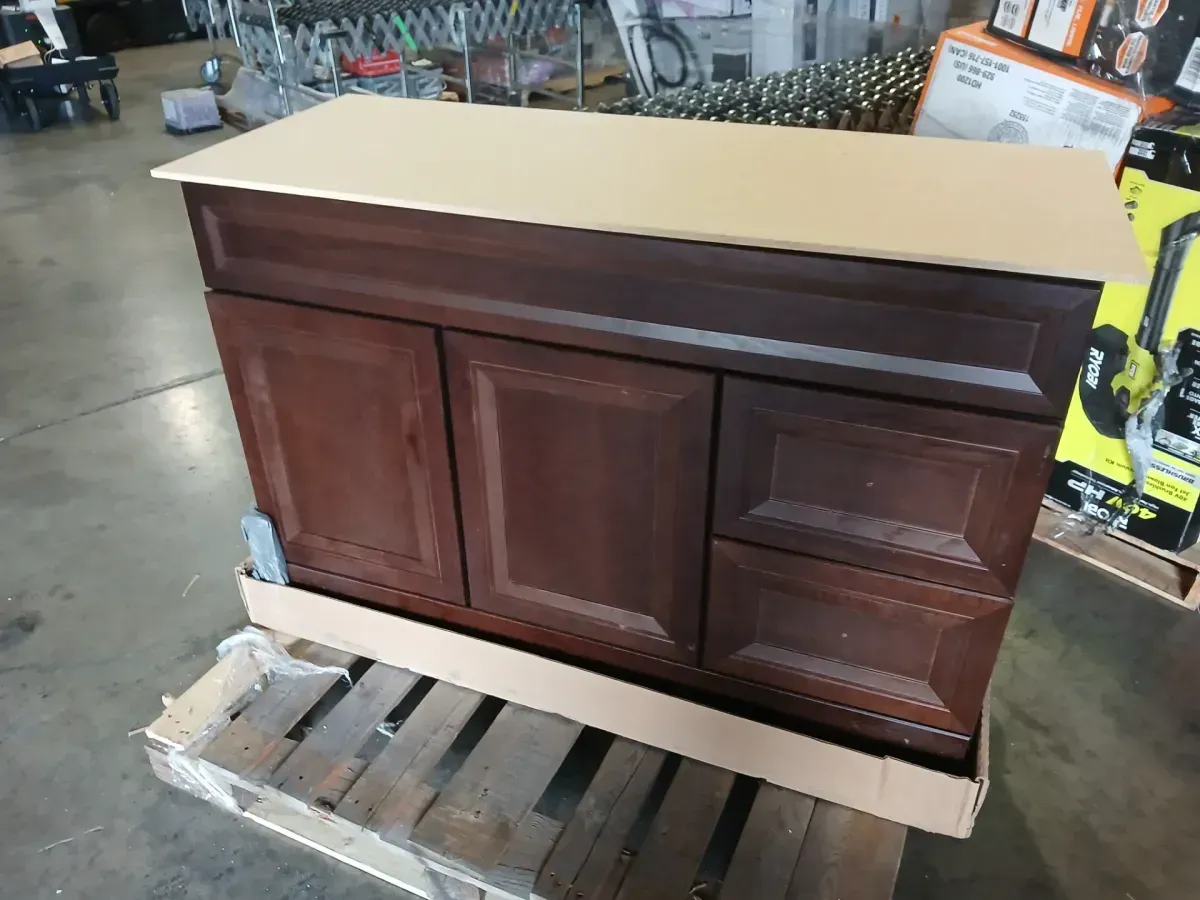 Sedgewood 48.5 in. W x 18.75 in. D x 34.375 in. H Single Sink Bath Vanity in Dark Cognac with Arctic Solid Surface Top - image 3