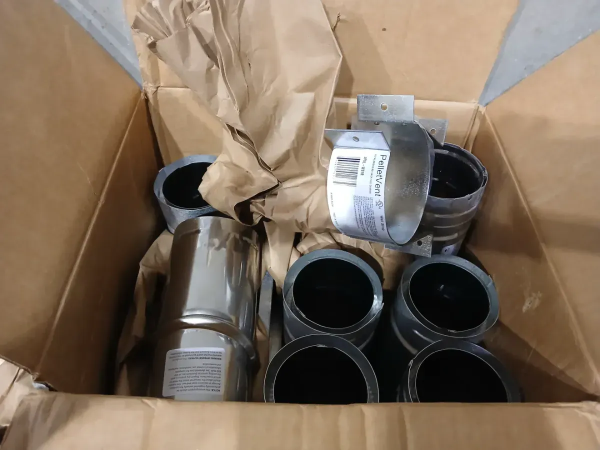 PelletVent Multi-Fuel 3 in. Horizontal Kit, 45° Elbow, 2 in. Air Intake Kit and 2.3 fl. oz. Sealant Combo - image 2