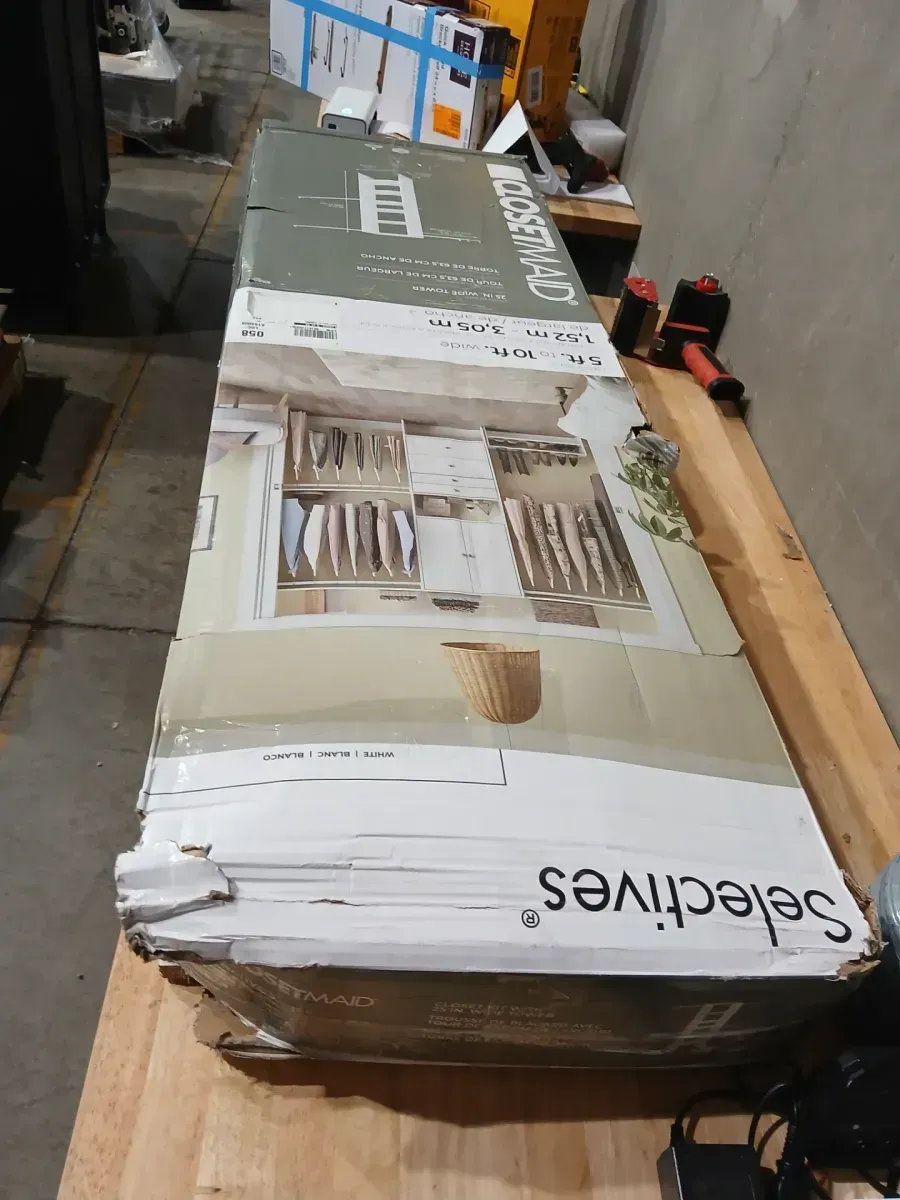 Selectives 60 in. W - 120 in. W White Reach-In Tower Wall Mount 6-Shelf Wood Closet System - image 4