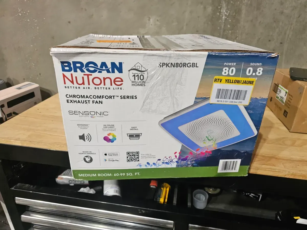 Sensonic 80 CFM Ceiling Bathroom Exhaust Fan with Multi-Color LED and Bluetooth Speaker, Wireless Technology - image 2