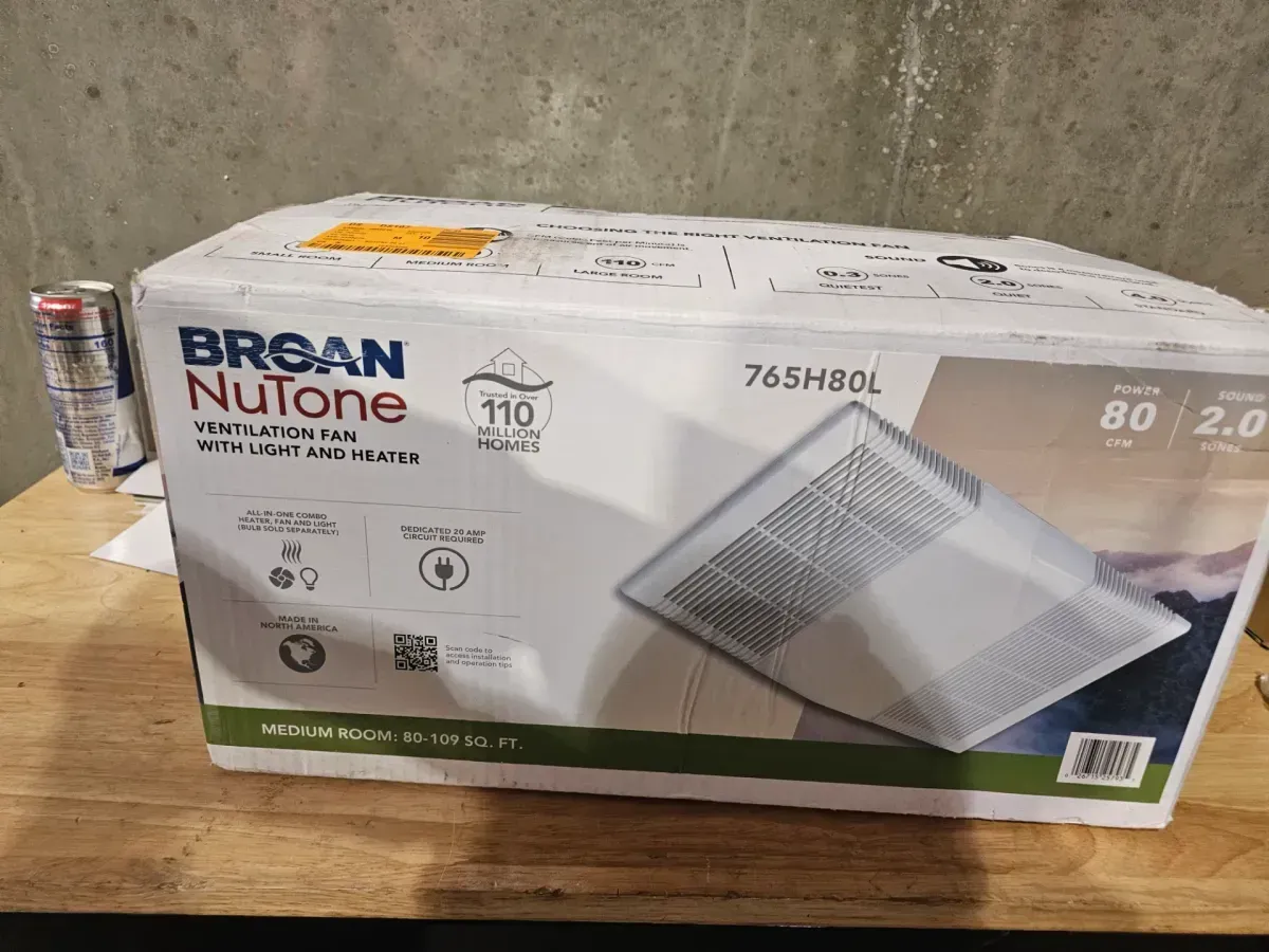 80 CFM Ceiling Bathroom Exhaust Fan with Light and 1300-Watt Heater - image 5