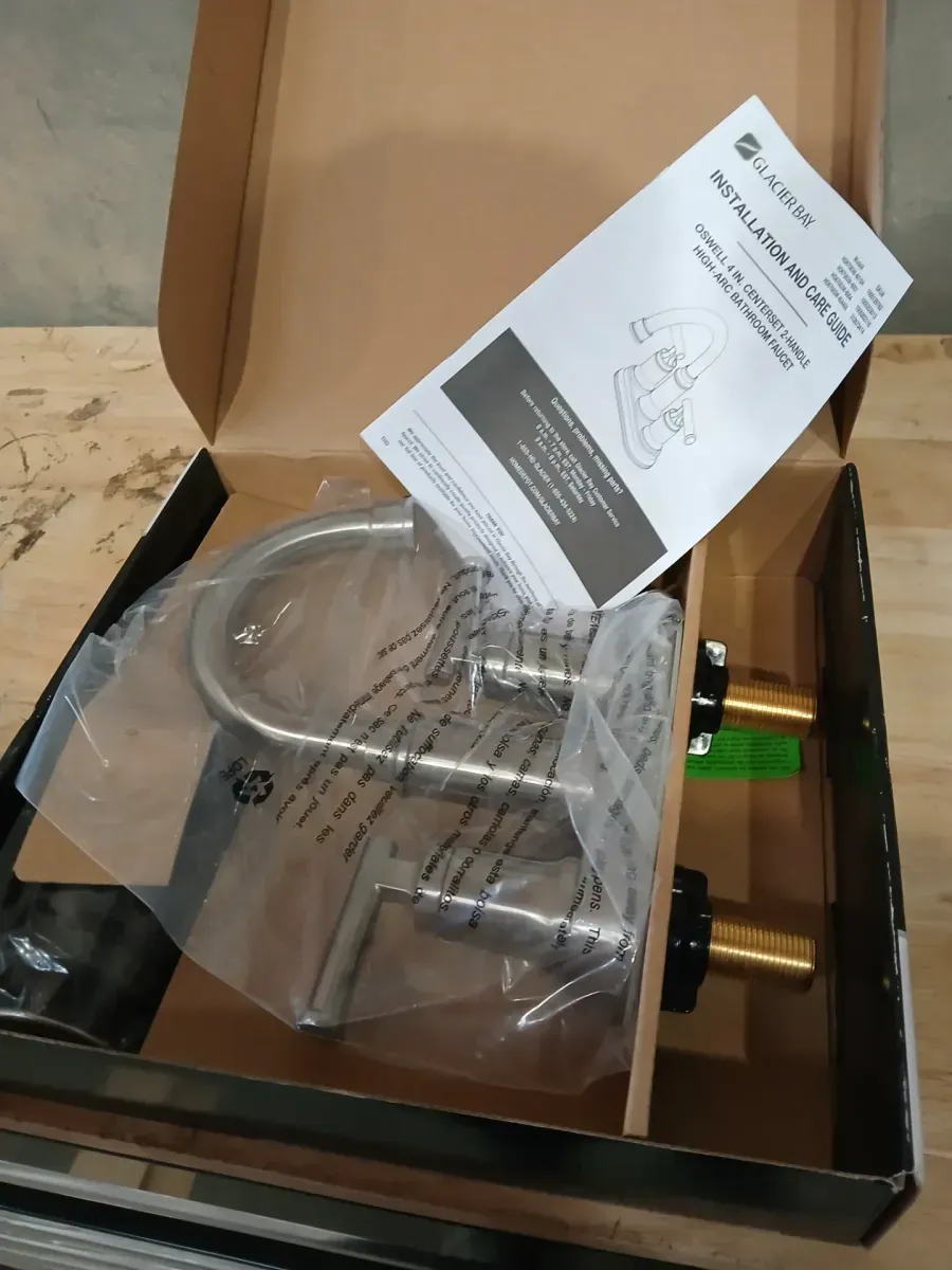 Oswell 4 in. Centerset Double Handle High-Arc Bathroom Faucet in Brushed Nickel - image 4