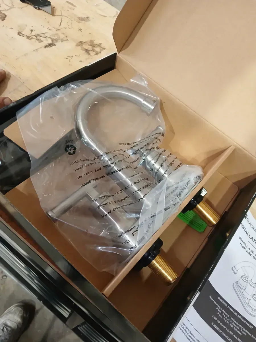 Oswell 4 in. Centerset Double Handle High-Arc Bathroom Faucet in Brushed Nickel - image 3