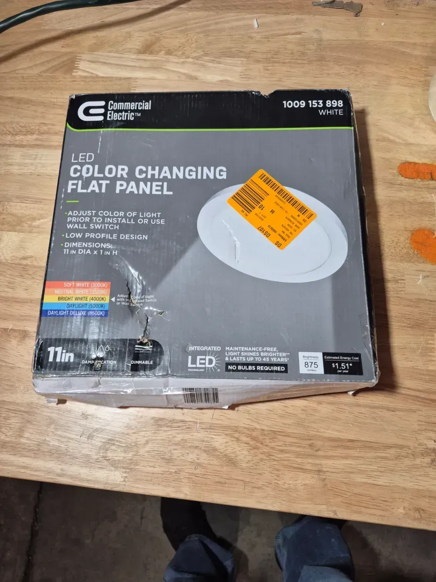 11 in. 12.5-Watt Dimmable White Integrated LED 875 Lumens Round Flat Panel Flush Mount Ceiling Light Color Change 5CCT - image 2