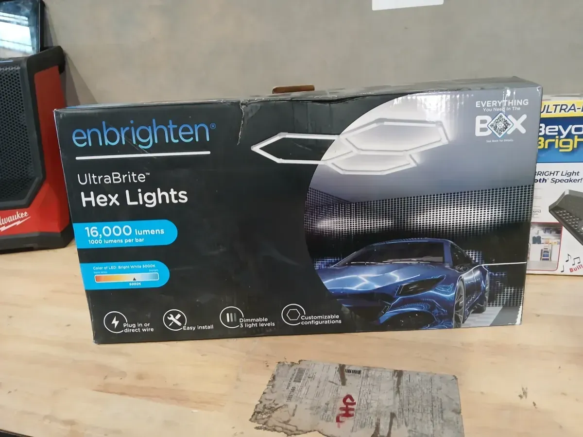 UltraBrite Hex Lights 16Pack 16.5 in./1.45ft Integrated LED Strip Light Fixture White Dimmable 16000LM 5000K Wall Remote - image 2