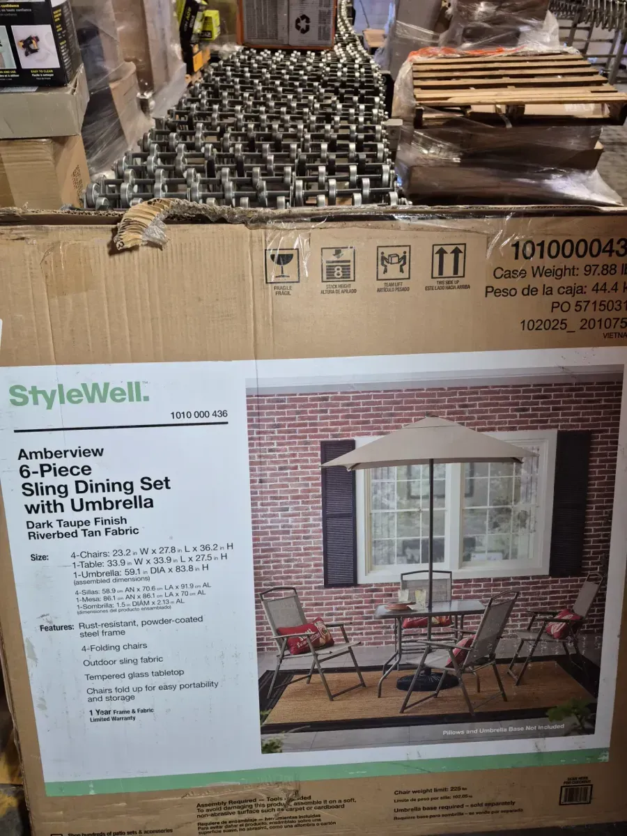 Amberview 6-Piece Sling Folding Outdoor Dining Set with Umbrella - image 2