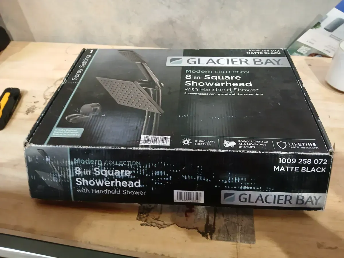 Modern 1-Spray 7.9 in. Dual Tub Wall Mount Fixed and Handheld Shower Heads 1.8 GPM in Matte Black - image 2