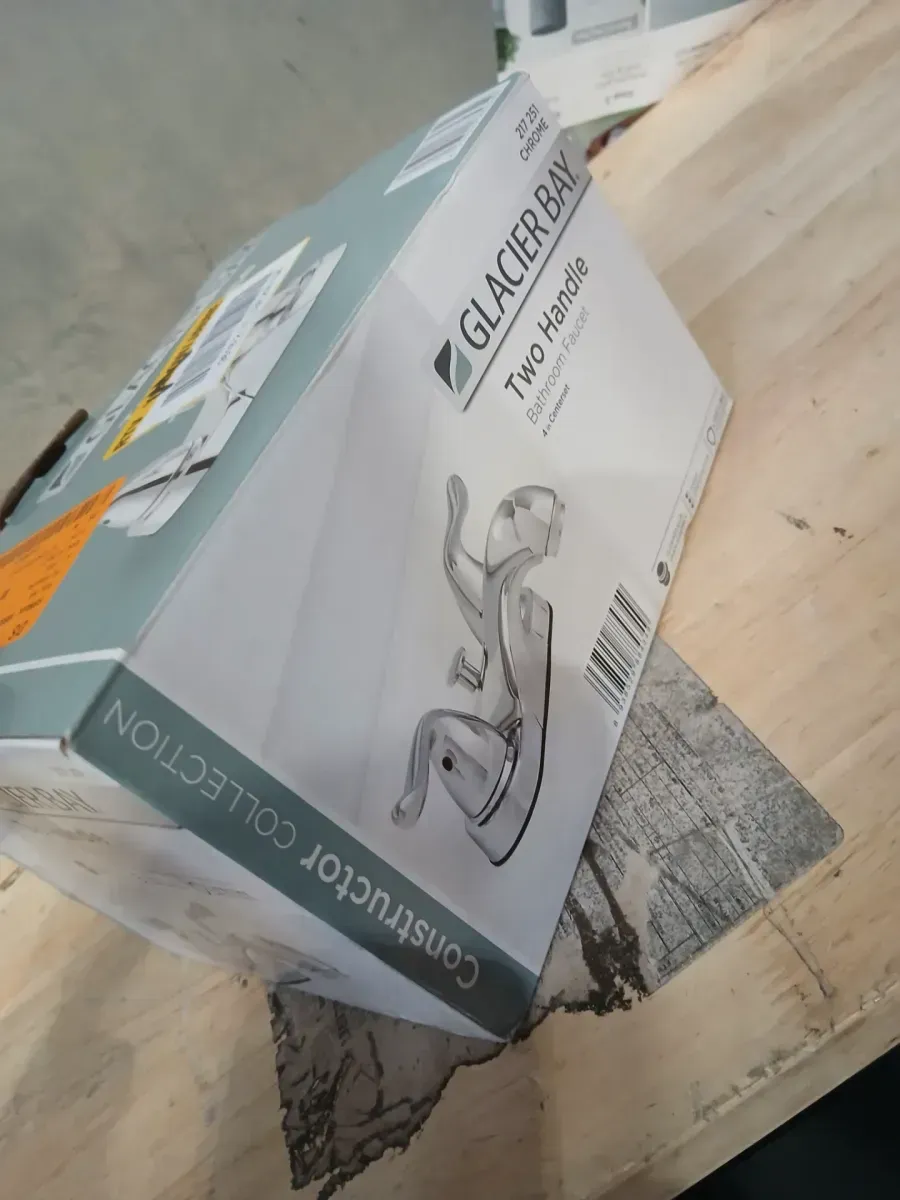 Constructor 4 in. Centerset Double-Handle Low-Arc Bathroom Faucet in Polished Chrome - image 2