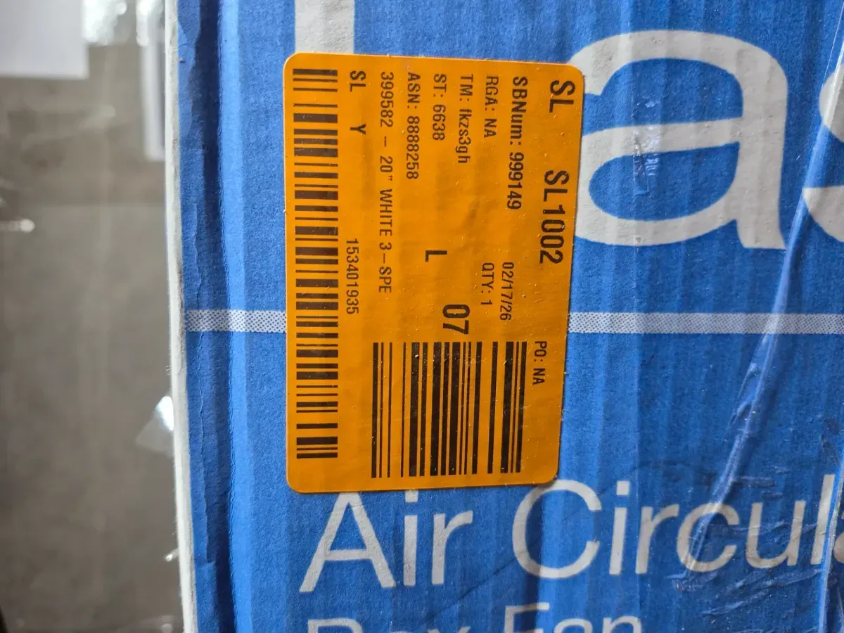 Lasko 20 in. 3 Speed Air Circulating Box Fan for Home in White with Save Smart Technology, 1820 CFM and Carry Handle - image 4