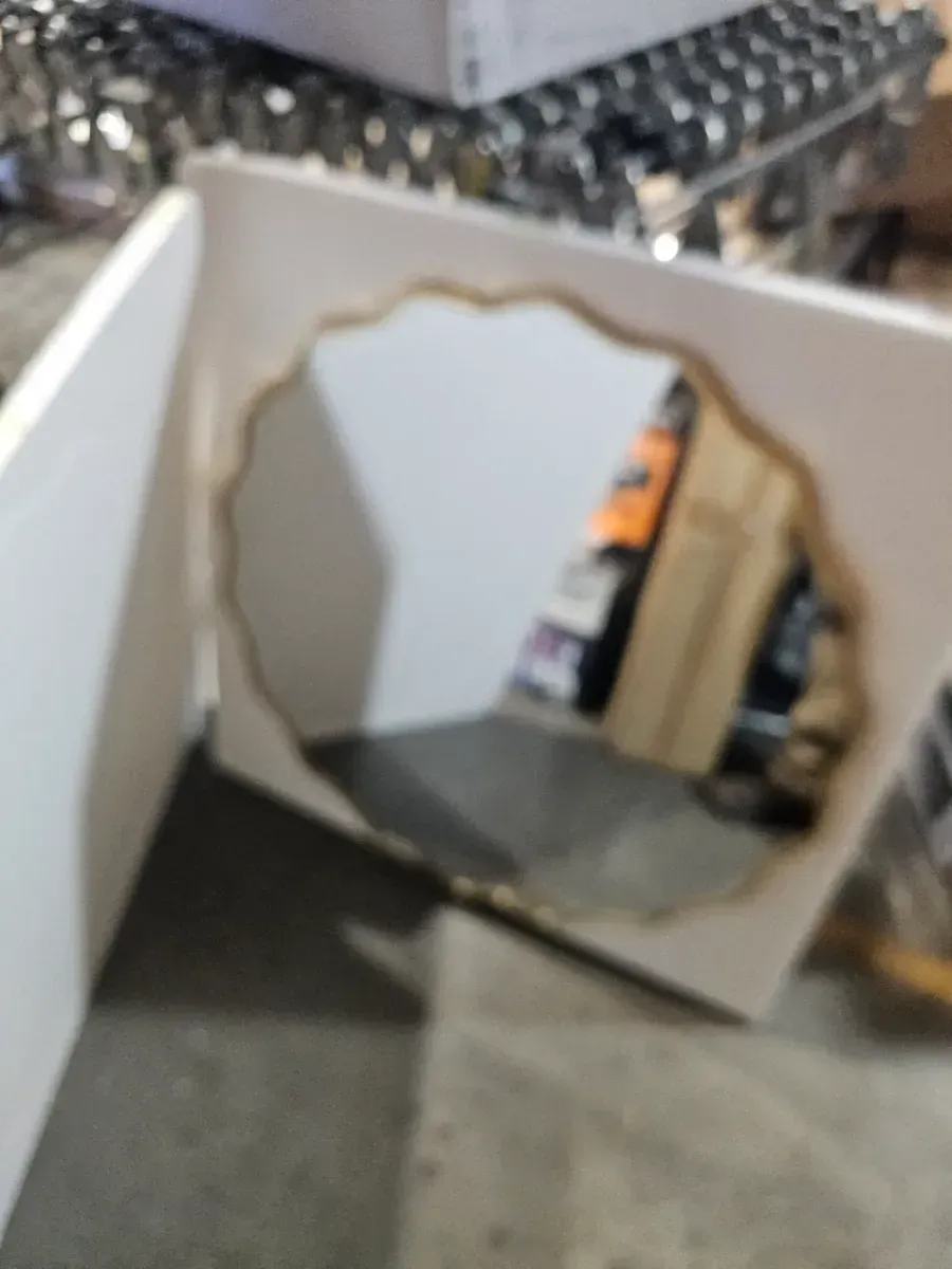 31.5 in. W x 31.5 in. H Round Gold Aluminum Alloy Framed Scalloped Wavy Wall Mirror - image 4