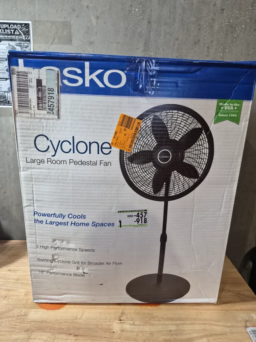Lasko Cyclone 18 in. 3 Speed Oscillating Pedestal Fan for Home in Black with Adjustable Height, Tilt Back Head, Easy Assembly - image 6