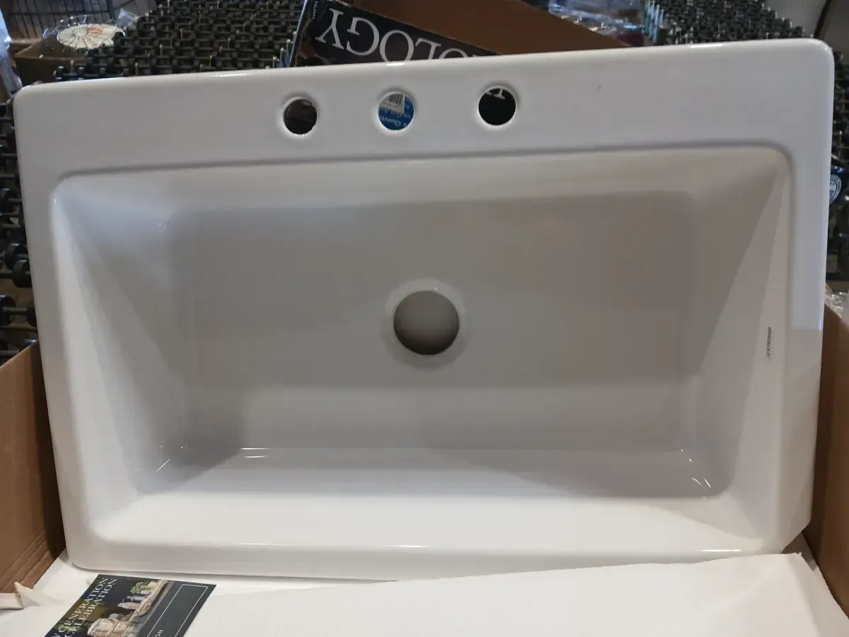 Jackson 33 in. 3-Hole Drop-in Single Bowl Crisp White Fireclay Kitchen Sink - image 8