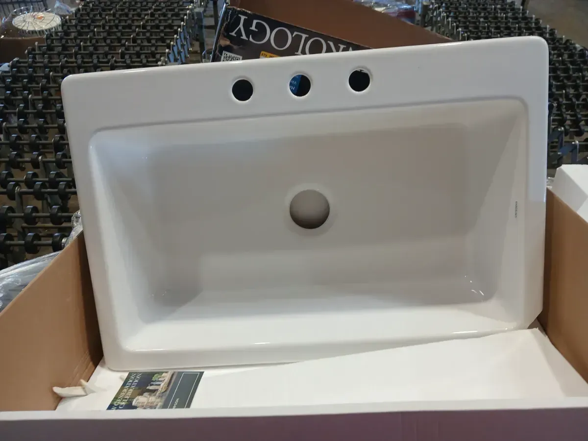 Jackson 33 in. 3-Hole Drop-in Single Bowl Crisp White Fireclay Kitchen Sink - image 7