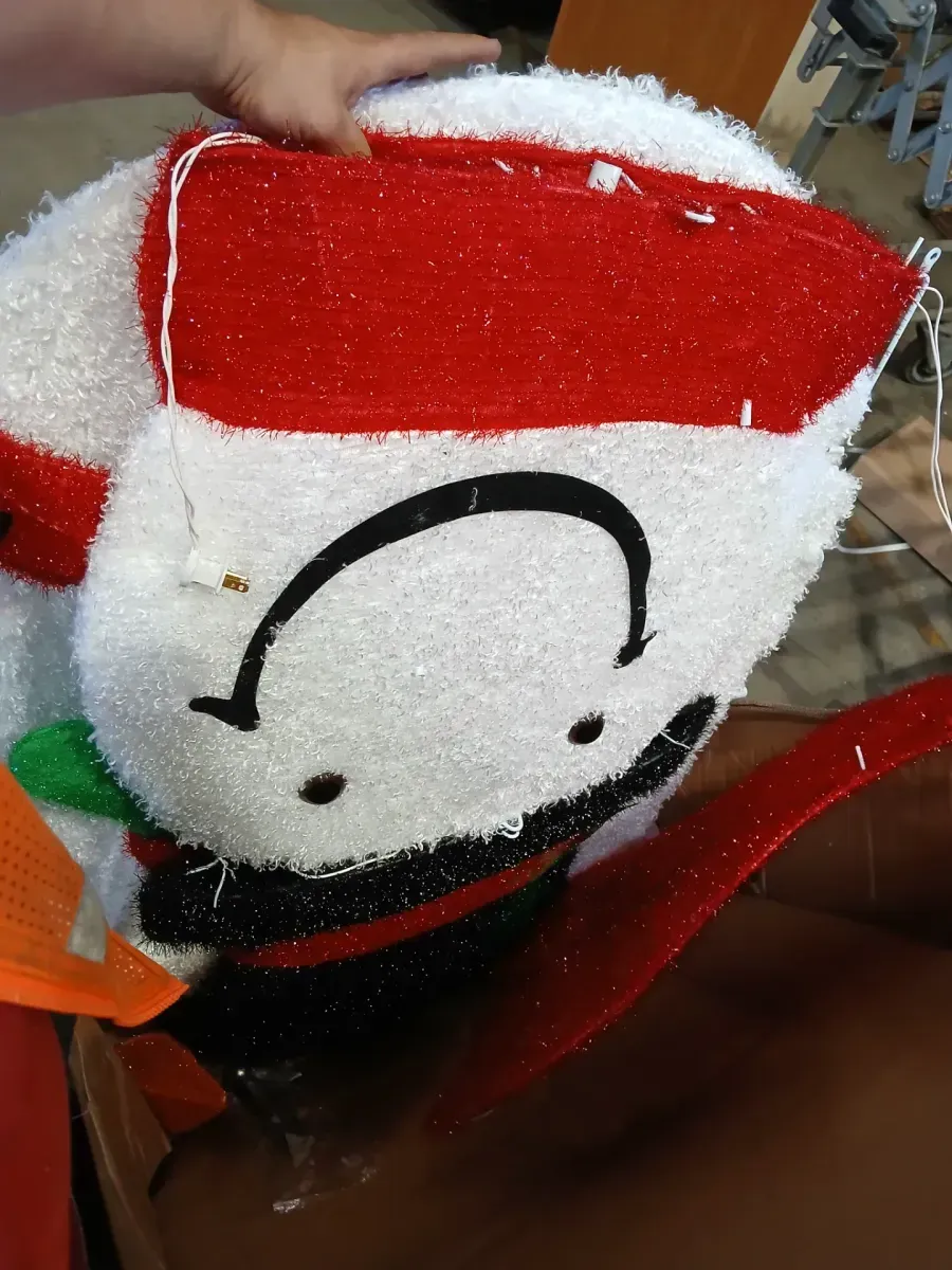 6 ft. Pre-Lit Outdoor Chenille Swirl Large Snowman With Top Hat Christmas Outdoor Decoration - image 6