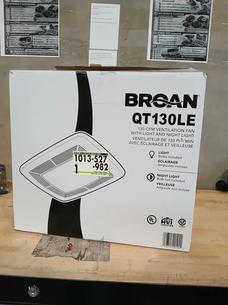 Broan-NuTone QT Series Quiet 130 CFM Ceiling Bathroom Exhaust Fan with Light and Night Light, 1.5 Sones Energy Star Certified - image 2