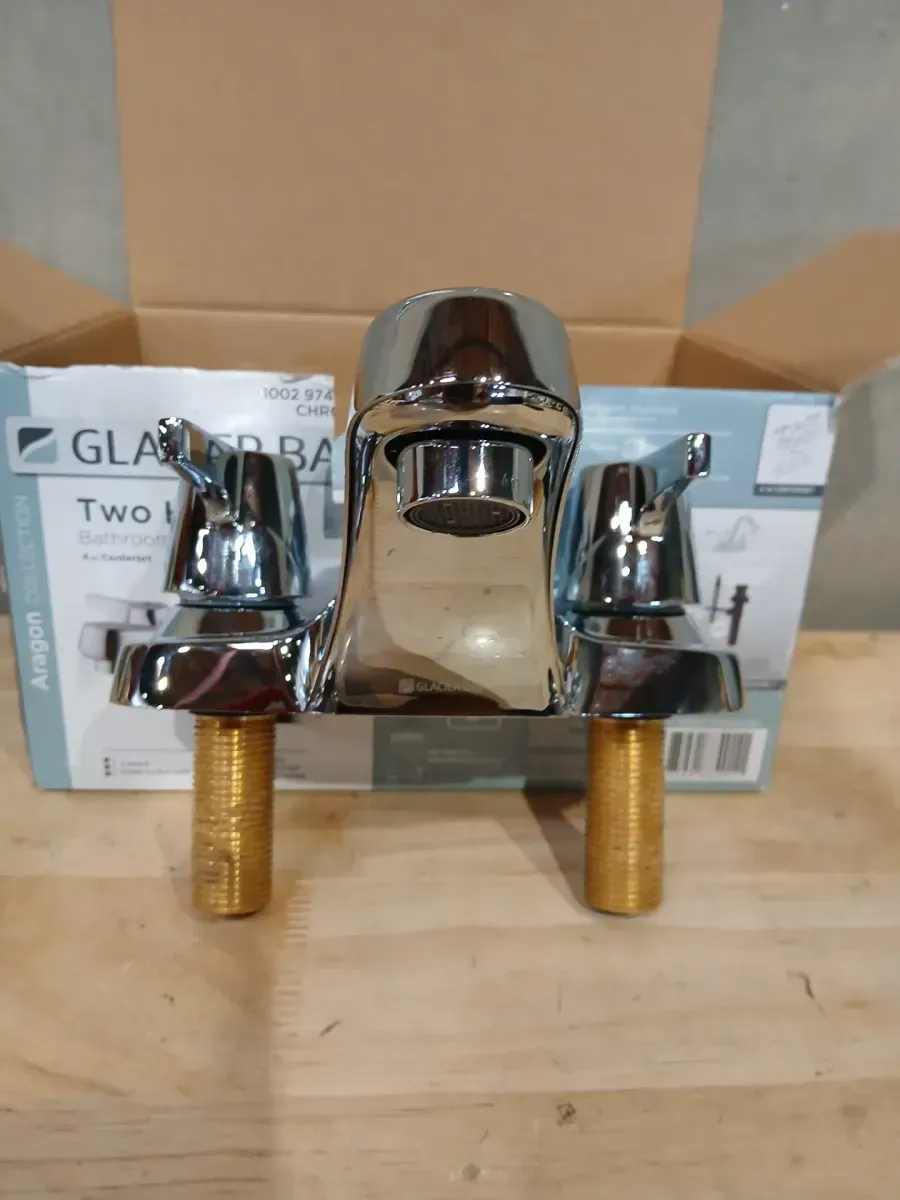 Aragon 4 in. Centerset 2-Handle Low-Arc Bathroom Faucet with Pop-Up Drain in Chrome - image 4