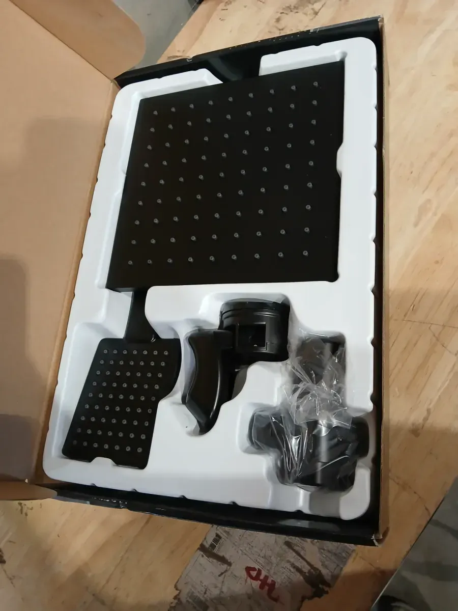 Modern 1-Spray 7.9 in. Dual Tub Wall Mount Fixed and Handheld Shower Heads 1.8 GPM in Matte Black - image 3