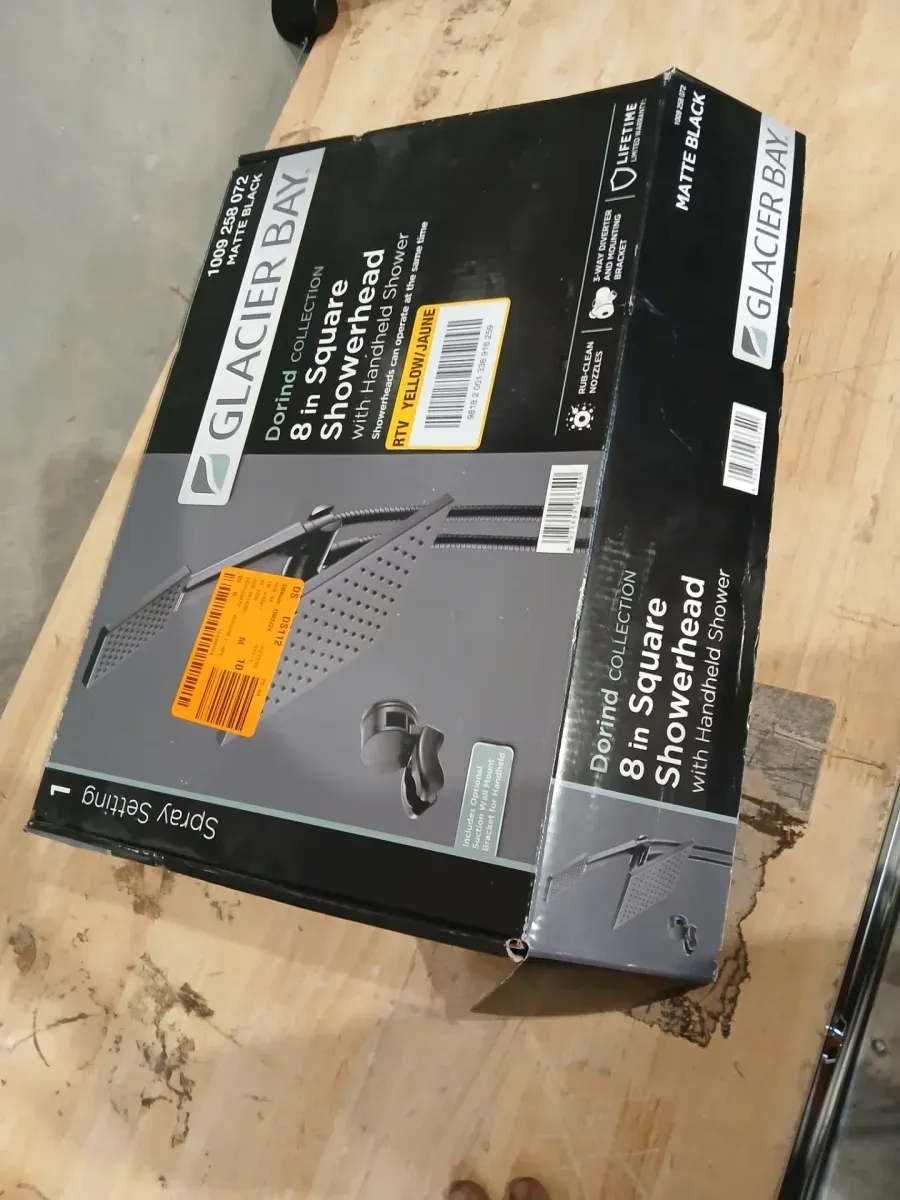 Modern 1-Spray 7.9 in. Dual Tub Wall Mount Fixed and Handheld Shower Heads 1.8 GPM in Matte Black - image 2