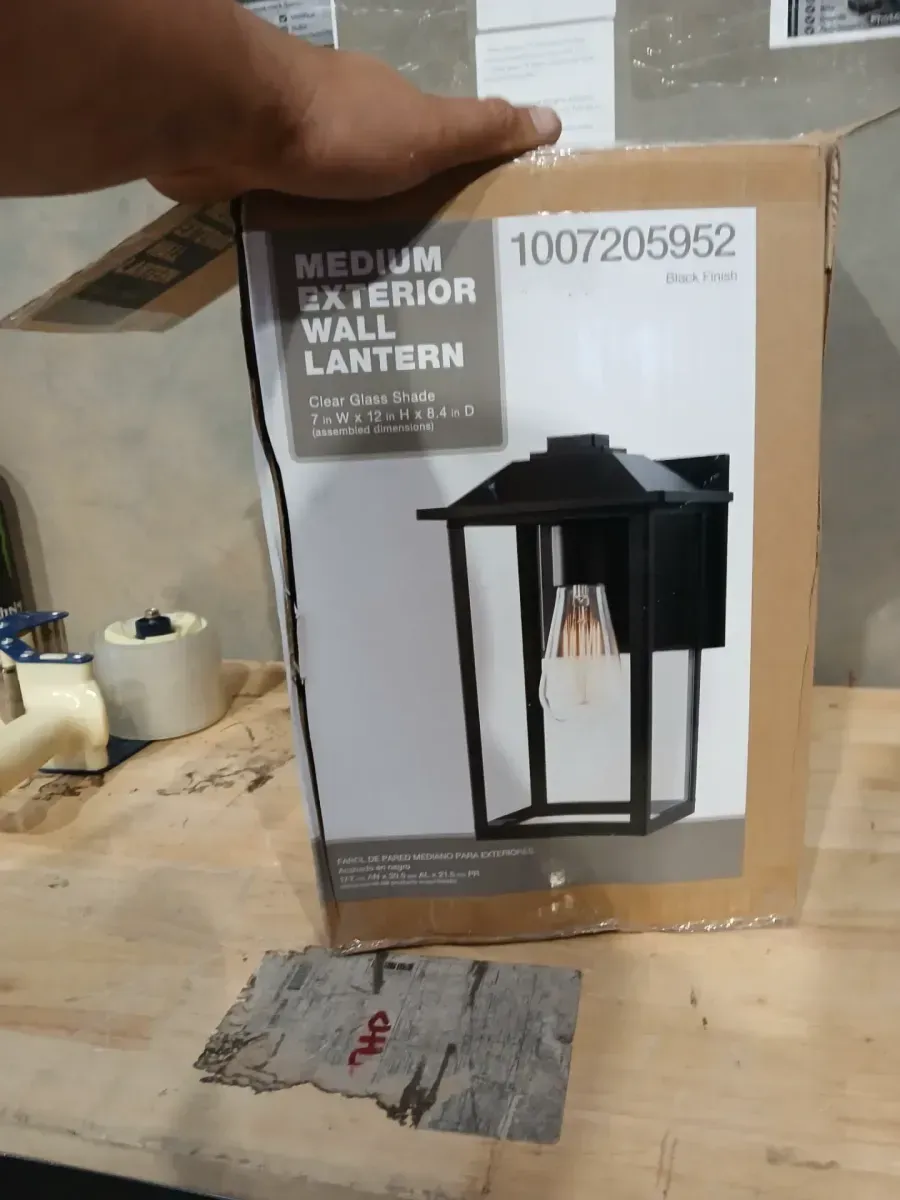 1-Light 12 in. Black Hardwired Transitional Outdoor Wall Light Lantern Porch Sconce with Clear Glass - image 2